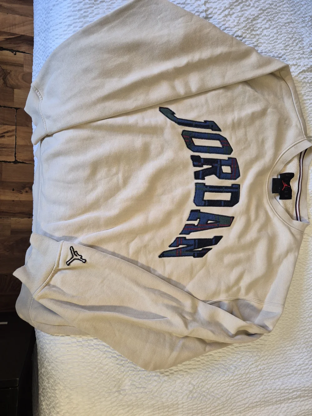 Jordan Cream Crewneck Sweatshirt with Multicolor Logo